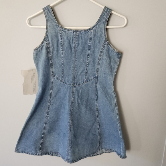 VINTAGE SQUEEZE JEANS FITTED BUTTON UP FITTED DENIM HALTER/TAN TOP WMS SZ 12 NWT - Picture 7 of 13